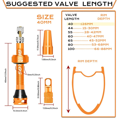 BUCKLOS Presta Tubeless Valve Stem 40/44/55/60mm — High-Quality Bike Tire Nipple for Road & MTB