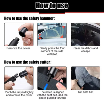 Car Escape Tool 2-in-1 – Window Breaker & Seatbelt Cutter Life-Saving Safety Hammer for Emergencies
