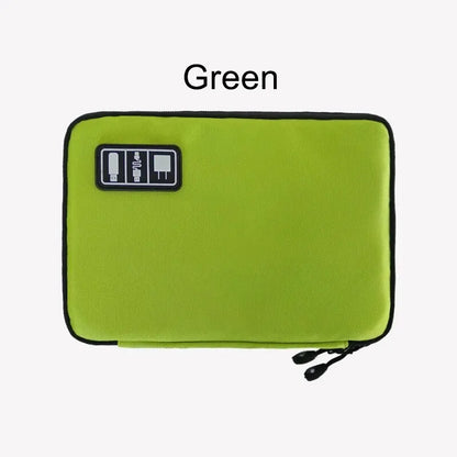 Black & Green Portable Storage Bag – Waterproof Electronic Accessory Organizer for USB Cables, Chargers & Travel