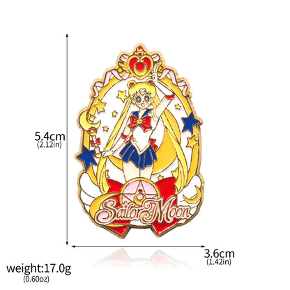 Sailor Girl Cartoon Brooch – Cute Moon & Stars Enamel Pin for Bags, Clothes & Jewelry