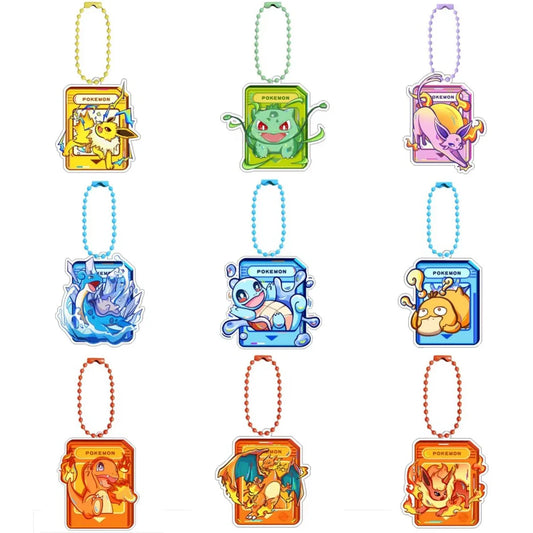 Pokémon Acrylic Keychain Set — Eevee, Pikachu, Gengar & Charizard Cartoon Pendant for Anime, Game Collection & Gift Toys