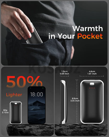 Rechargeable Hand Warmers 2-Pack - Slim USB-C Pocket Heaters with 3 Adjustable Heat Settings for Camping & Outdoor Use