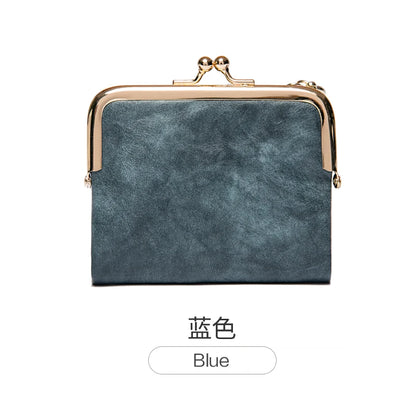 MIYIN Women’s Small Wallet – RFID Compact Bifold Leather Coin Purse with Zipper & Kiss Lock, Vintage Design