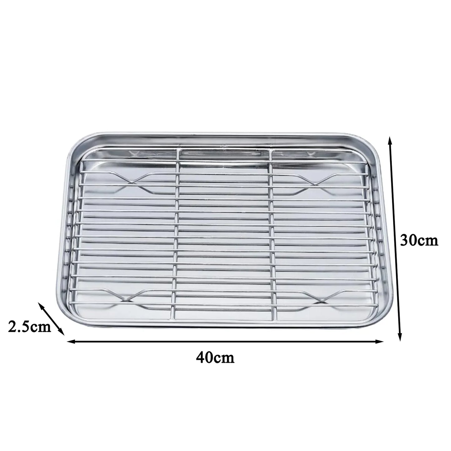 Stainless Steel Baking Tray with Removable Cooling Rack – Non-Toxic Oven & BBQ Sheet Pan, Dishwasher Safe