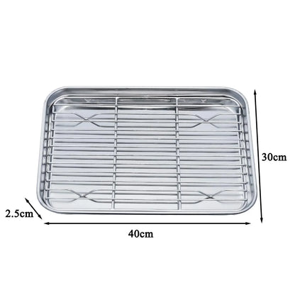 Stainless Steel Baking Tray with Removable Cooling Rack – Non-Toxic Oven & BBQ Sheet Pan, Dishwasher Safe