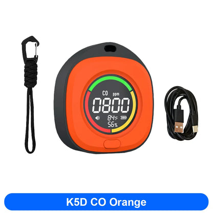 FMAi K5 Carbon Monoxide Detector - Portable Rechargeable CO & CO2 Monitor with LED Screen and Alarm Sound