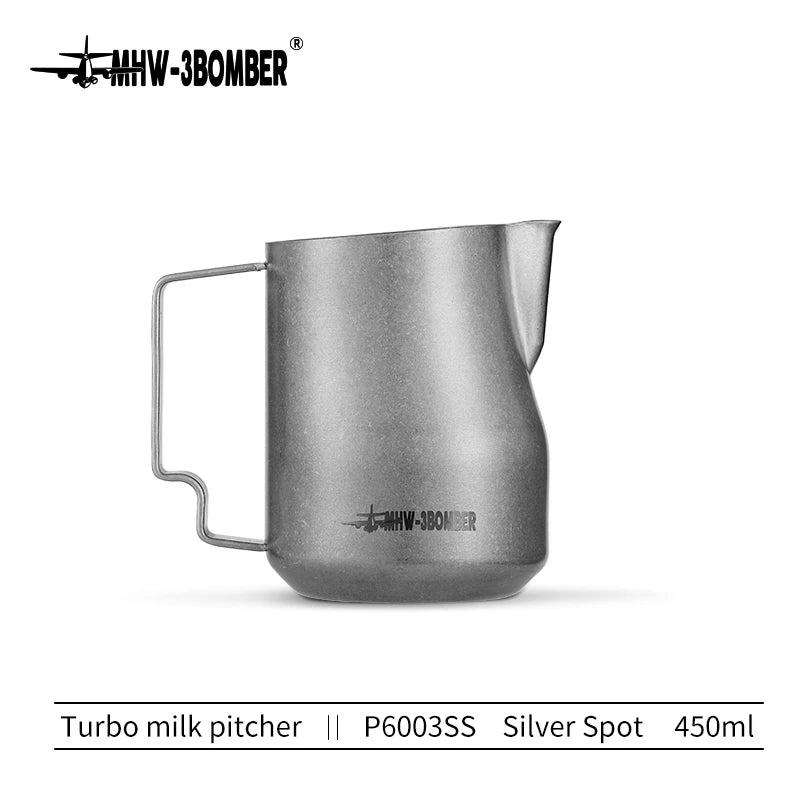 MHW-3BOMBER Turbo Milk Frothing Pitcher – 350ml/450ml Steaming Jug for Professional Foam, Home Barista & Kitchen Use