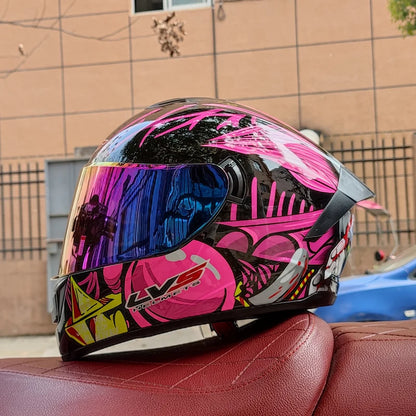 Full-Face Motorcycle Helmet — Winter Warm Double Visor Racing & Sports Motorbike Helmet