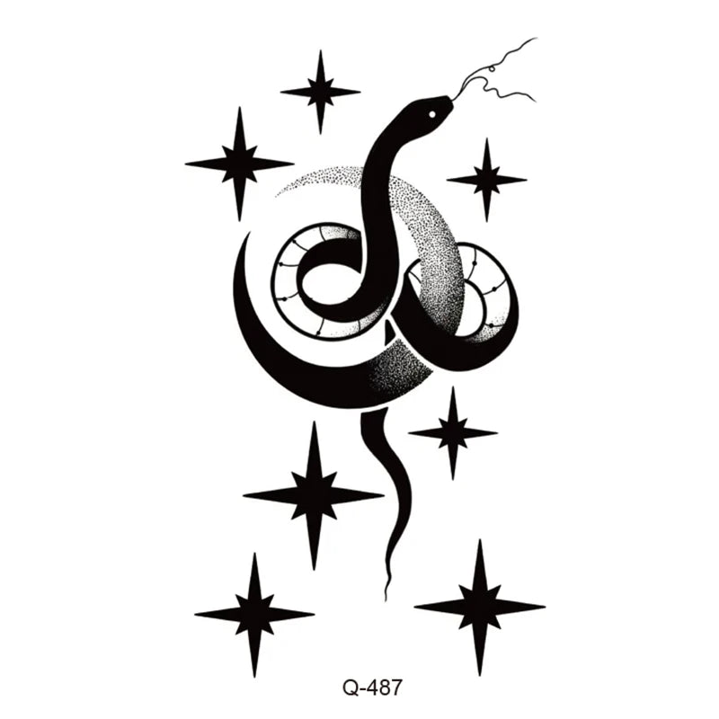 Waterproof Temporary Tattoo Stickers - Mini Black Rose, Butterfly, Arrow, Flower, Wings, Maori, and Snake Designs for Wrist and Neck