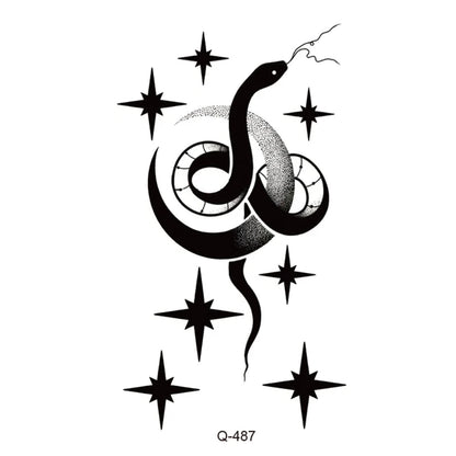 Waterproof Temporary Tattoo Stickers - Mini Black Rose, Butterfly, Arrow, Flower, Wings, Maori, and Snake Designs for Wrist and Neck