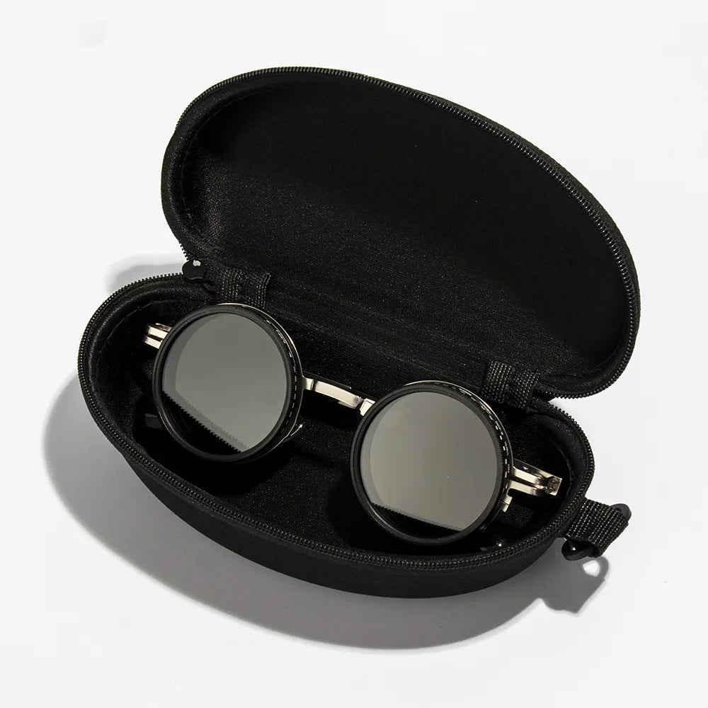 Polarized Round Sunglasses ND9 – Adjustable Dimming Retro Punk UV400 Shades for Men & Women, Ideal for Fishing & Outdoor Use