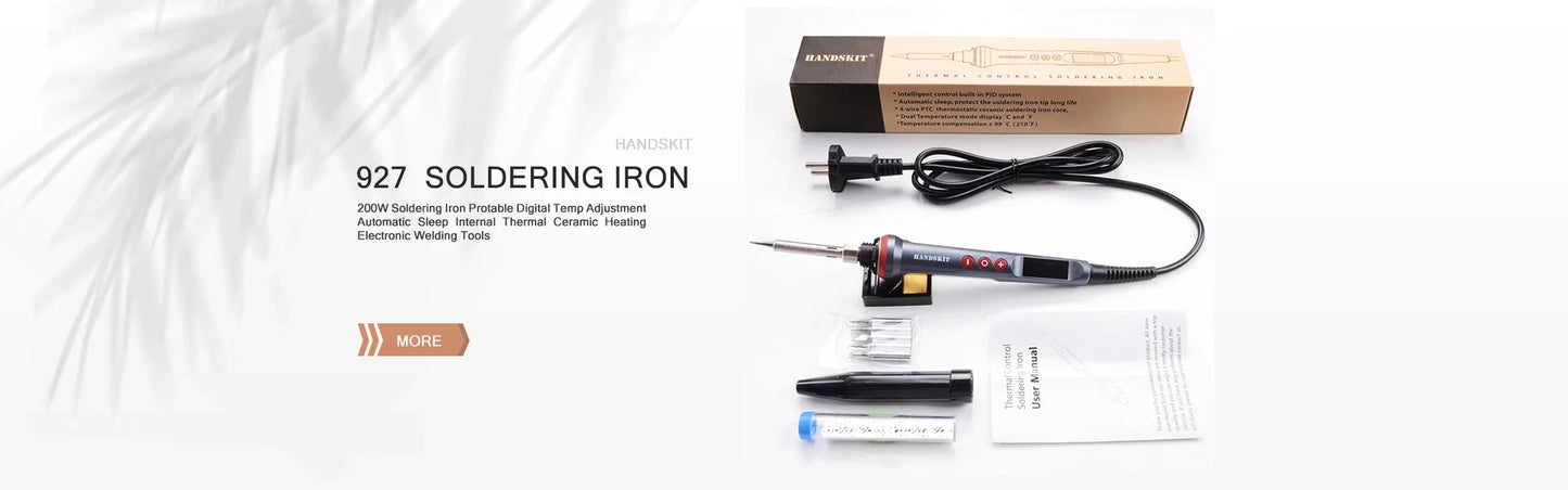 T12 Soldering Station – STM 32 Chip, OLED Display, Adjustable Temp, Auto Sleep, 5pin Soldering Iron & Tweezers Handle