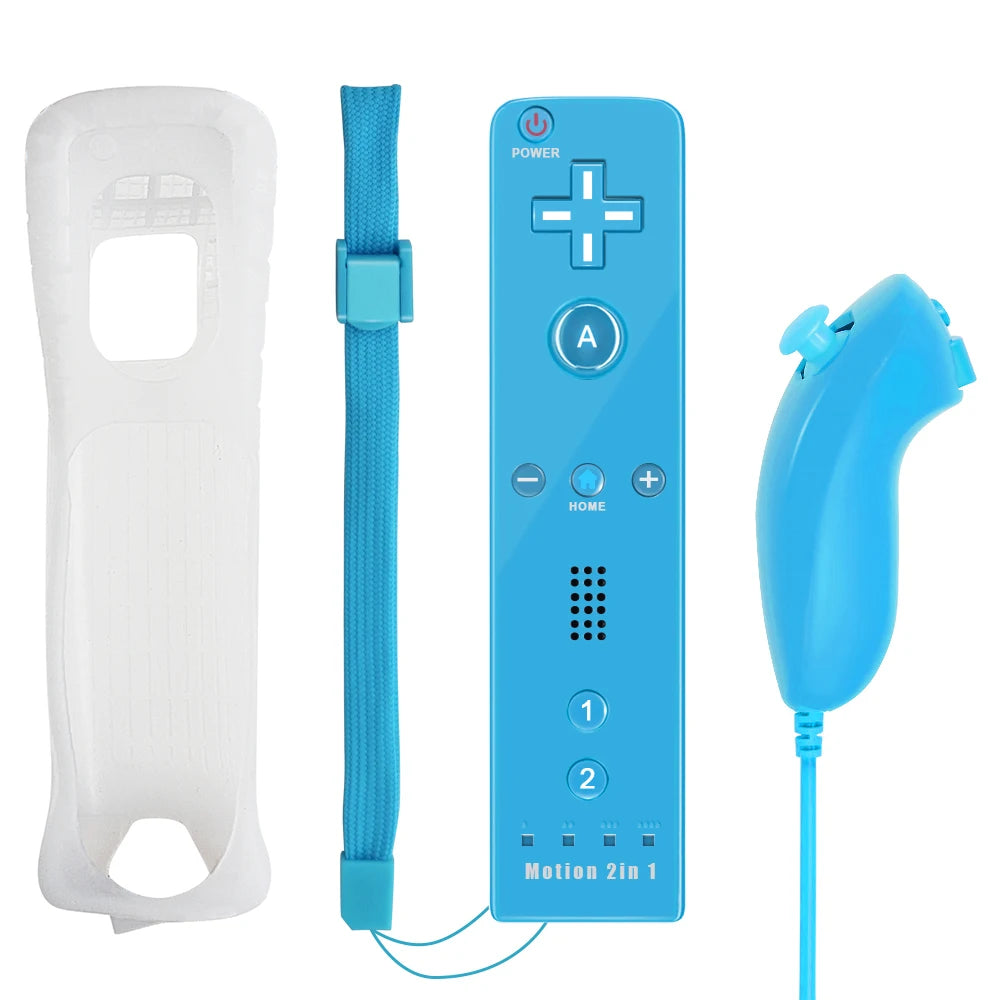 2-in-1 Nintendo Wii Controller Set — Wireless Motion Plus Gamepad with Silicone Case