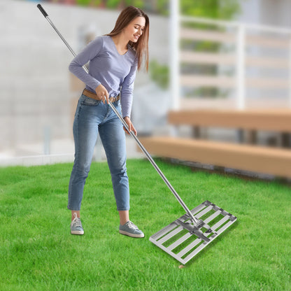 Professional Adjustable Lawn Rake – 50-180cm Handle, 180° Rotating Soil & Grass Leveling Tool for Perfect Turf 🌿