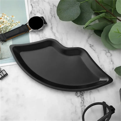 Stainless Steel Lip Shaped Jewelry Tray – Decorative Cosmetic Organizer & Metal Storage Dish