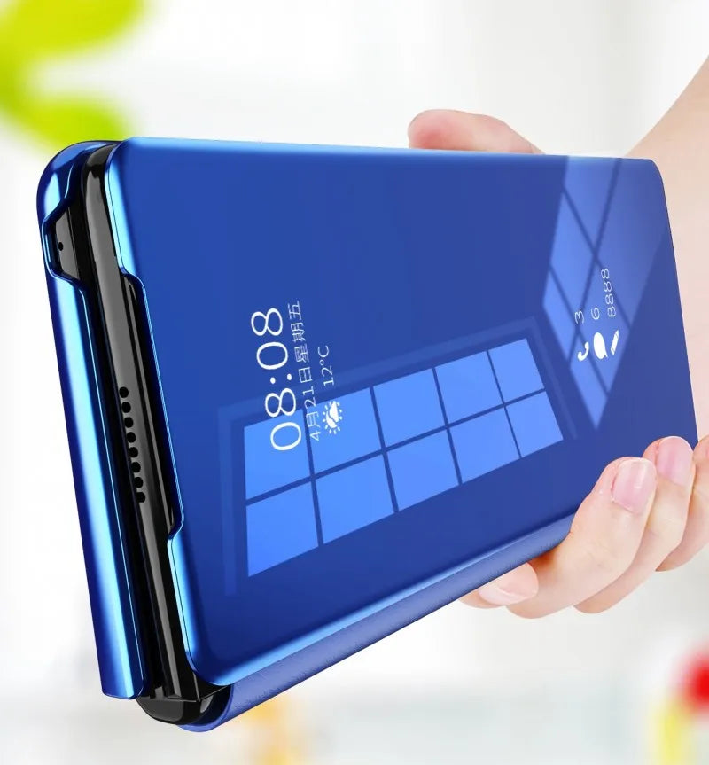 Smart Flip Case for Samsung Galaxy Z Fold – PU Leather Mirror Plating Kickstand Cover, Shockproof Funda for Fold 2/3/4/5/6 & W21/W22 5G