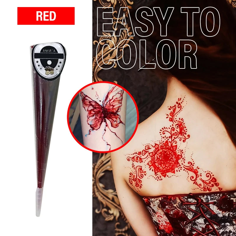 Henna Temporary Tattoo Cone – Non-Toxic Waterproof Body Art Paste for Skin Decoration, Festival & Creative Body Painting