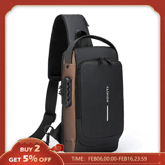 Multifunction Anti-Theft USB Shoulder Bag for Men: Crossbody Travel Sling Chest Pack Messenger - Secure and Stylish