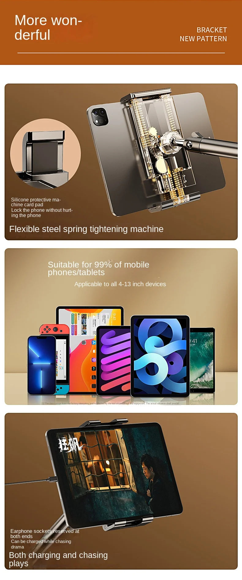 Desktop Mobile Phone Holder – Bed Clip, Bedside Lazy Folding Cantilever Bracket for Apple, Samsung, iPad, and Tablet