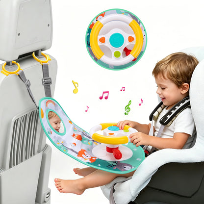 Baby Electric Steering Wheel Toy - Musical Simulated Driving Toy for Infant Car Seats, Hanging Baby Activity Toy for Ages 0–12 Months