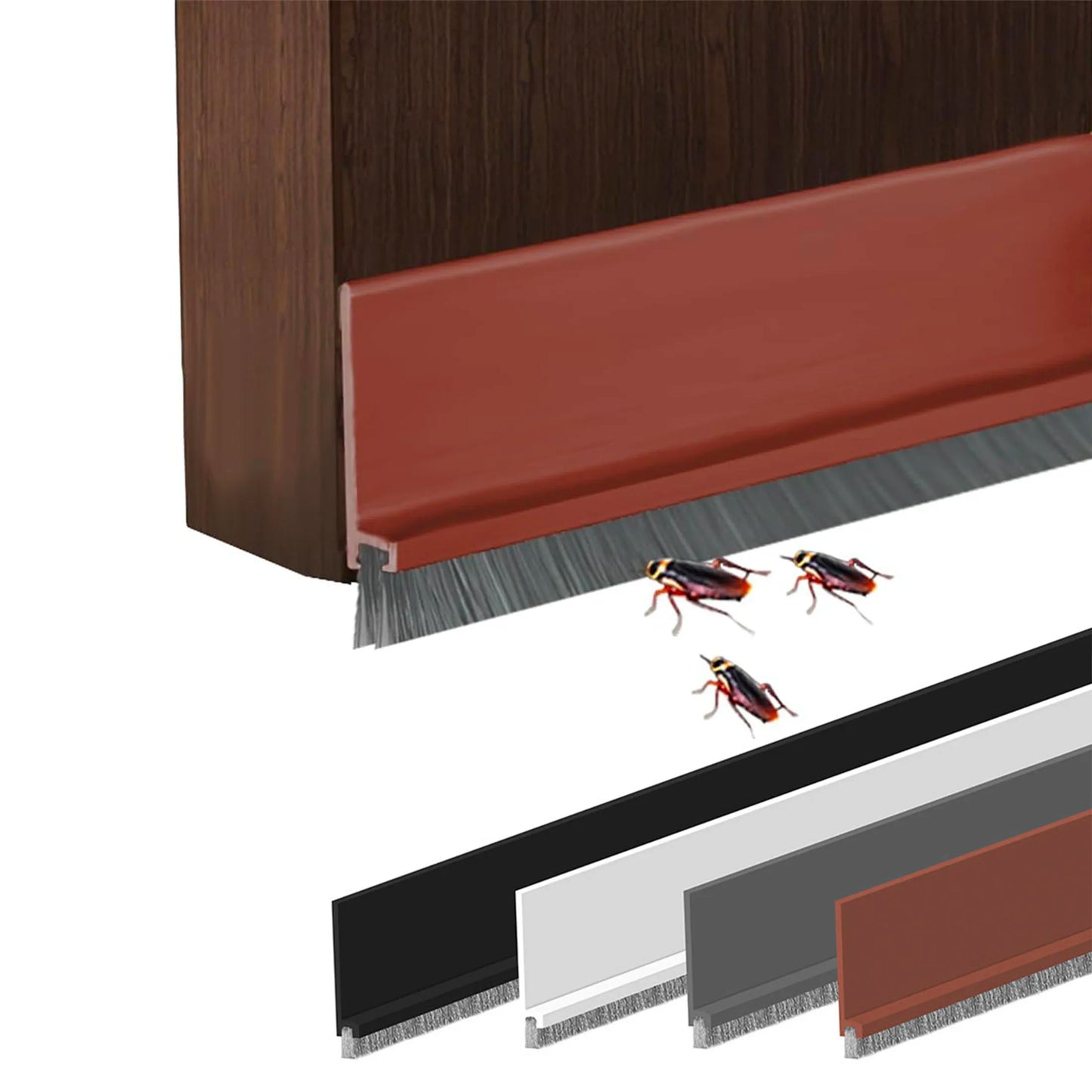 Adjustable Door Seal Draft Stopper with Brush | Reduce Noise & Block Breeze | Rubber Door Sweep Blocker | Under Door Draft Stoppers