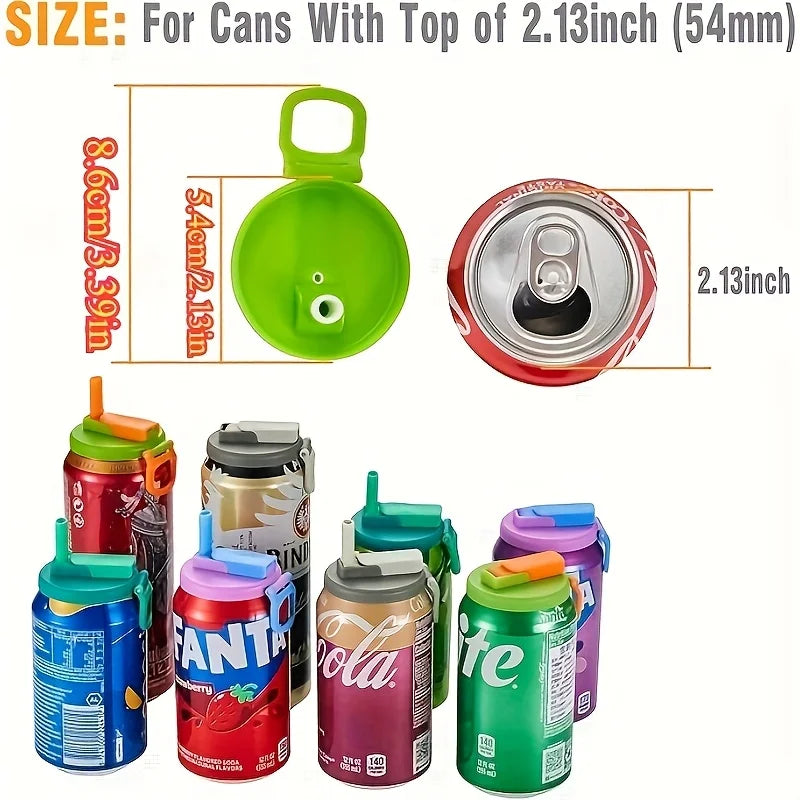 Reusable Soda Can Lid - Drink Cover with Straw for Beverages, Juice, and Soft Drinks