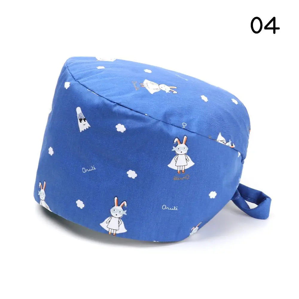Adjustable Surgical Scrub Cap with Buttons – Ponytail Bouffant Nursing Turban Hat for Women & Men