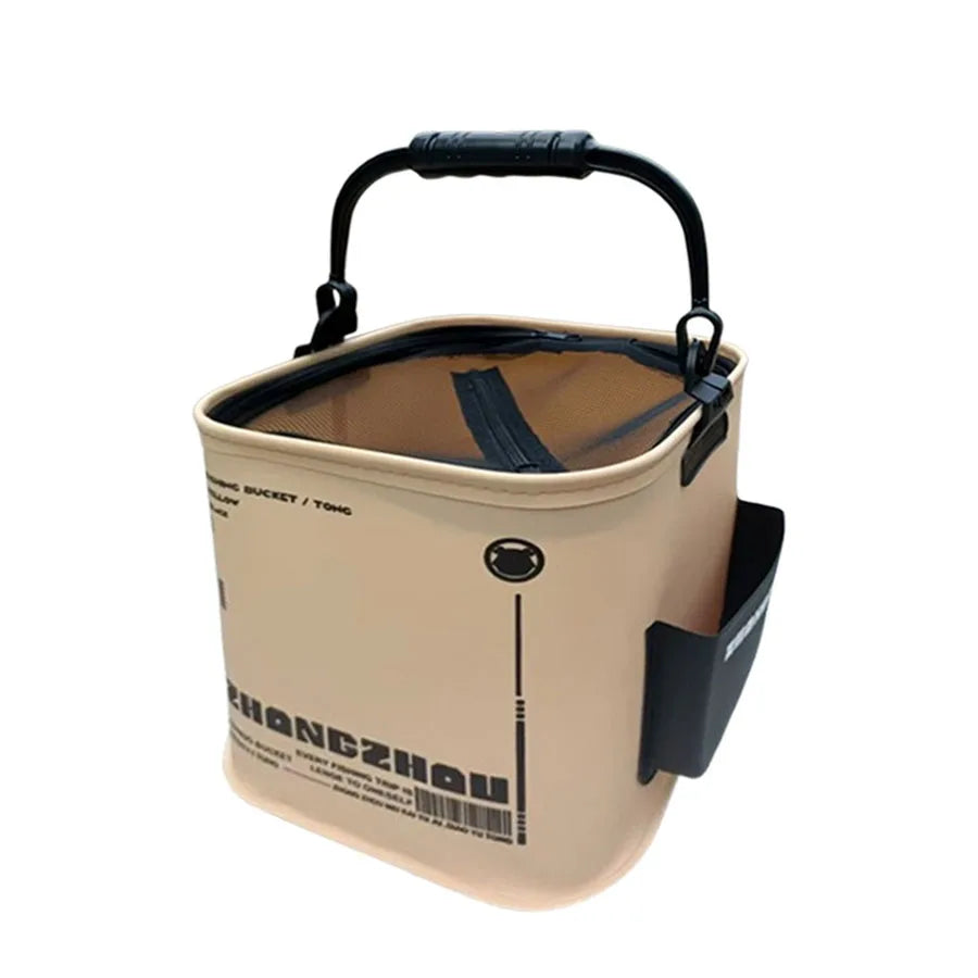 Foldable Portable EVA Fishing Bucket – Live Fish Net with Rope for Outdoor and Home Use