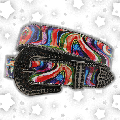 Nice Brand Three Skull Rhinestone Belt – Western Punk Hip-Hop Style for Men & Women