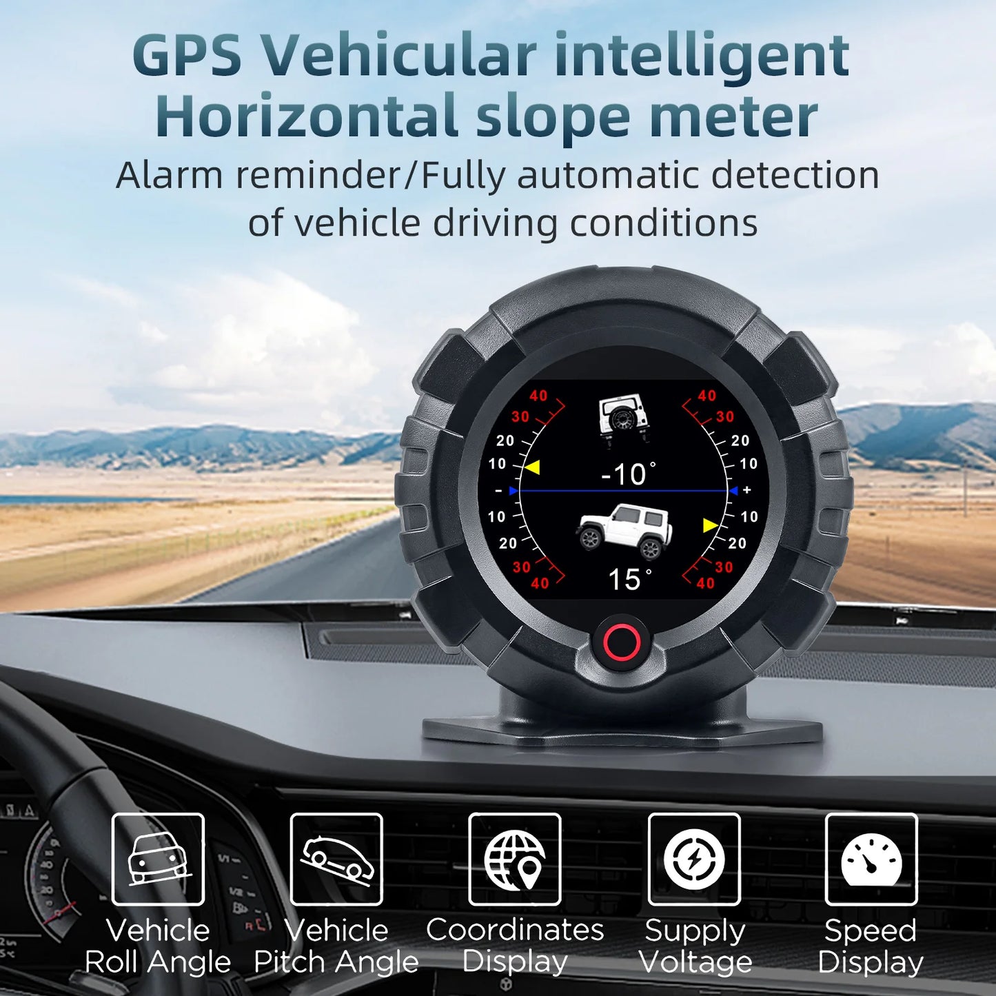 X95 Car GPS Digital Head-Up Display – Inclinometer Speedometer with Slope, Pitch, Altitude & Latitude Meter