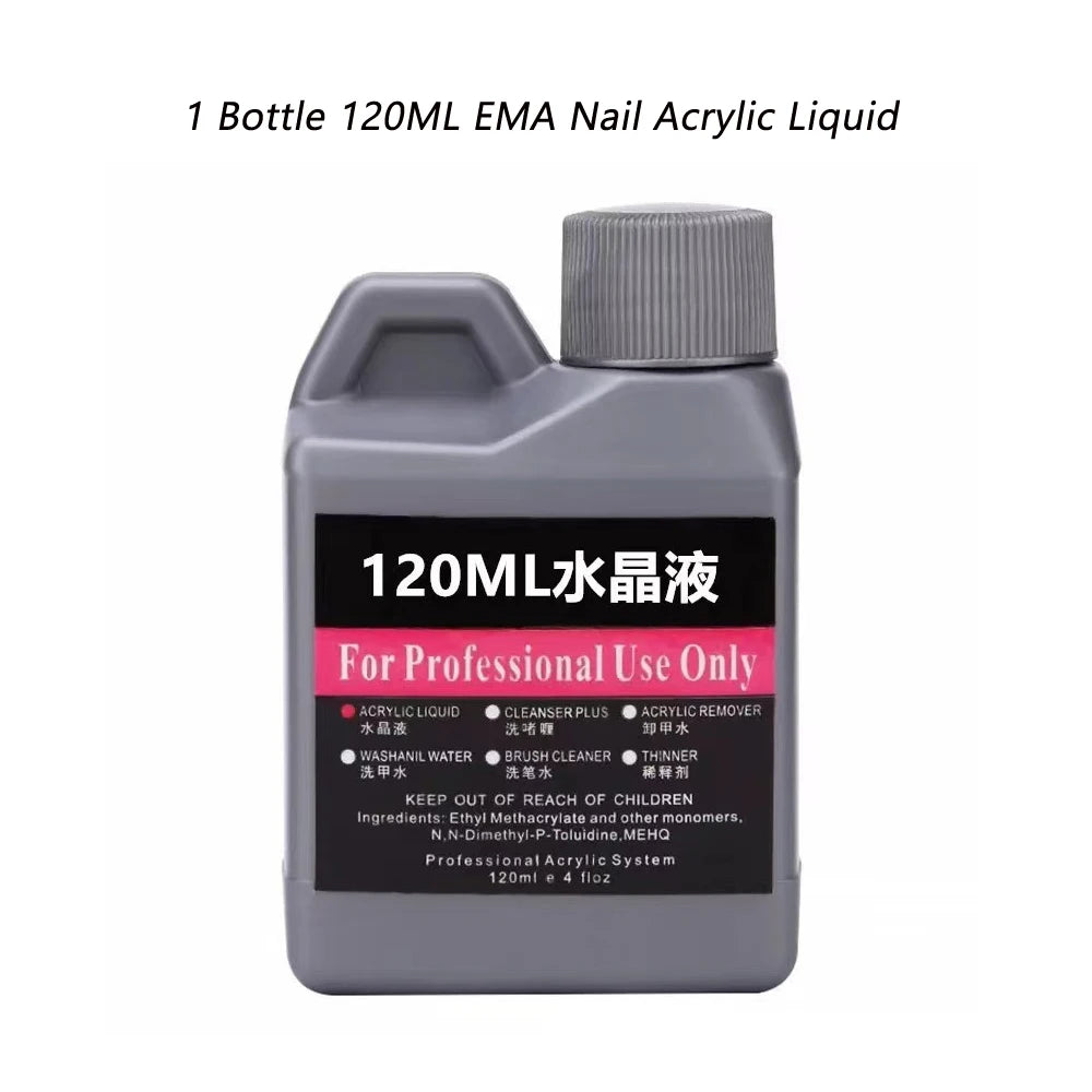 120ml EMA Polymer Acrylic Liquid & Powder - Pink Nail Builder for Dipping, Carving, Acrylic Powder, and Nail Tip Extensions