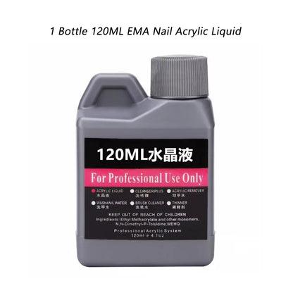 120ml EMA Polymer Acrylic Liquid & Powder - Pink Nail Builder for Dipping, Carving, Acrylic Powder, and Nail Tip Extensions