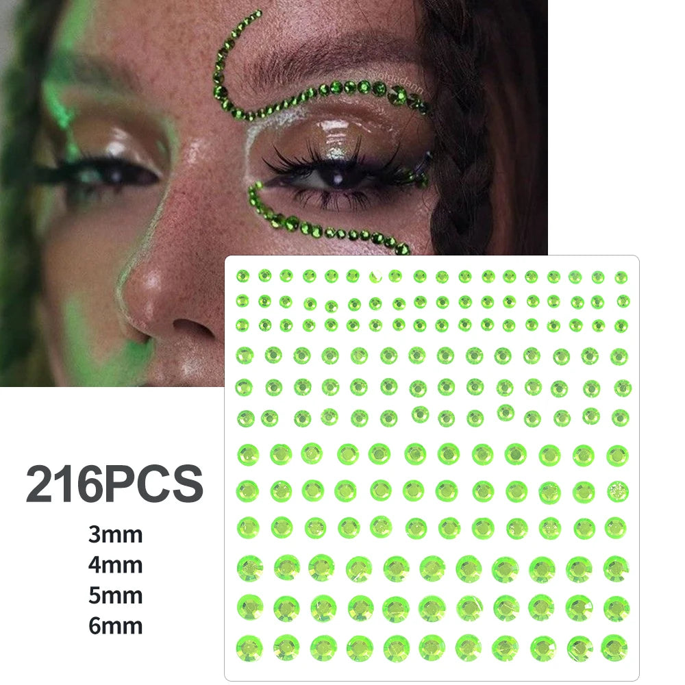 3D Holographic Teardrop Rhinestone Stickers - Self-Adhesive Crystal Diamond Face, Eye & Hair Decoration Tattoos