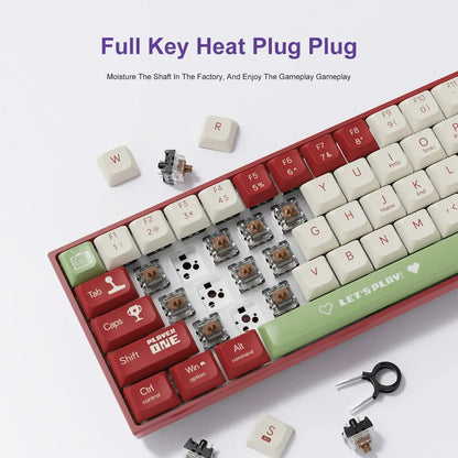 AJAZZ AK680 Mechanical Keyboard – 68 Key Wired/Wireless Bluetooth Gamer Keyboard with Hot-Swap Custom Gasket for PC and Laptop