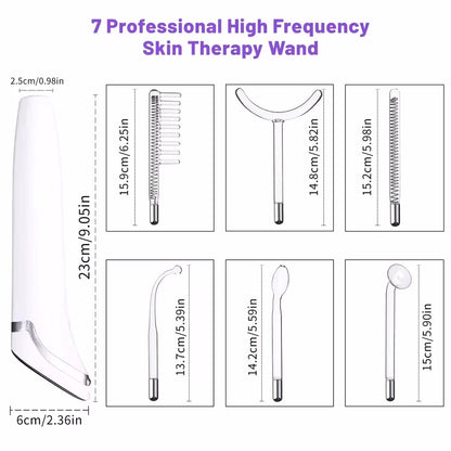 6-in-1 High Frequency Facial Machine — Touch Panel Electrotherapy Wand for Hair, Face, Acne & Skin Care Treatment