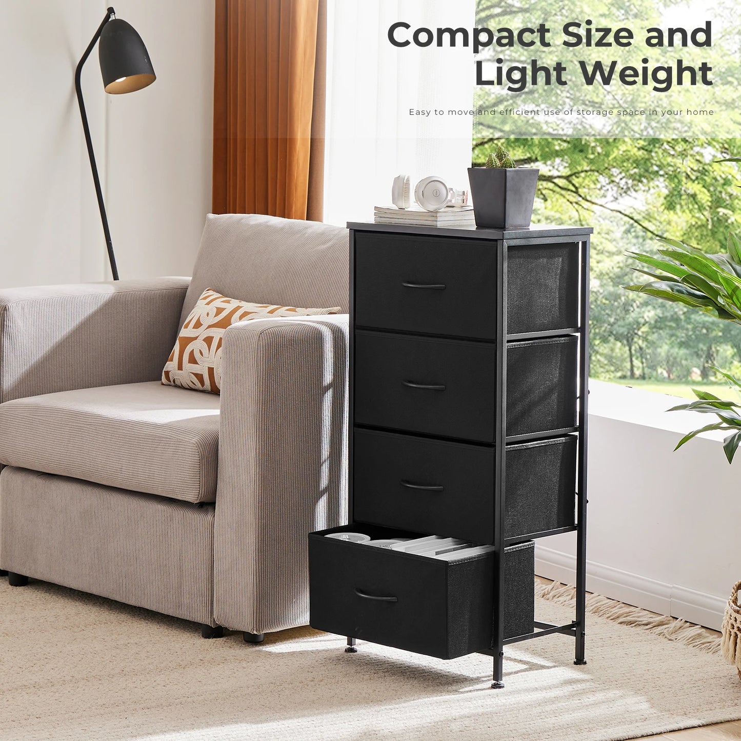 4-Layer Fabric Living Room Cabinets – Steel Frame Wardrobe Closet for Clothes Storage