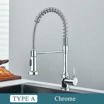 Matte Black Kitchen Sink Faucet - One Handle Spring Hot & Cold Water Tap, Deck Mounted Bathroom & Kitchen Mixer Tap
