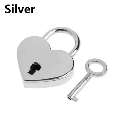 30x39mm Antique Heart-Shaped Padlock – Vintage Pink Romantic Key Lock for Diaries, Weddings, and Jewelry