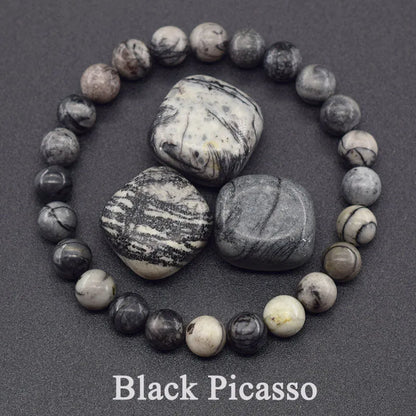 Natural 5A Lapis Lazuli Stone Bracelet - Elastic Healing Bead Jewelry Gift for Men & Women