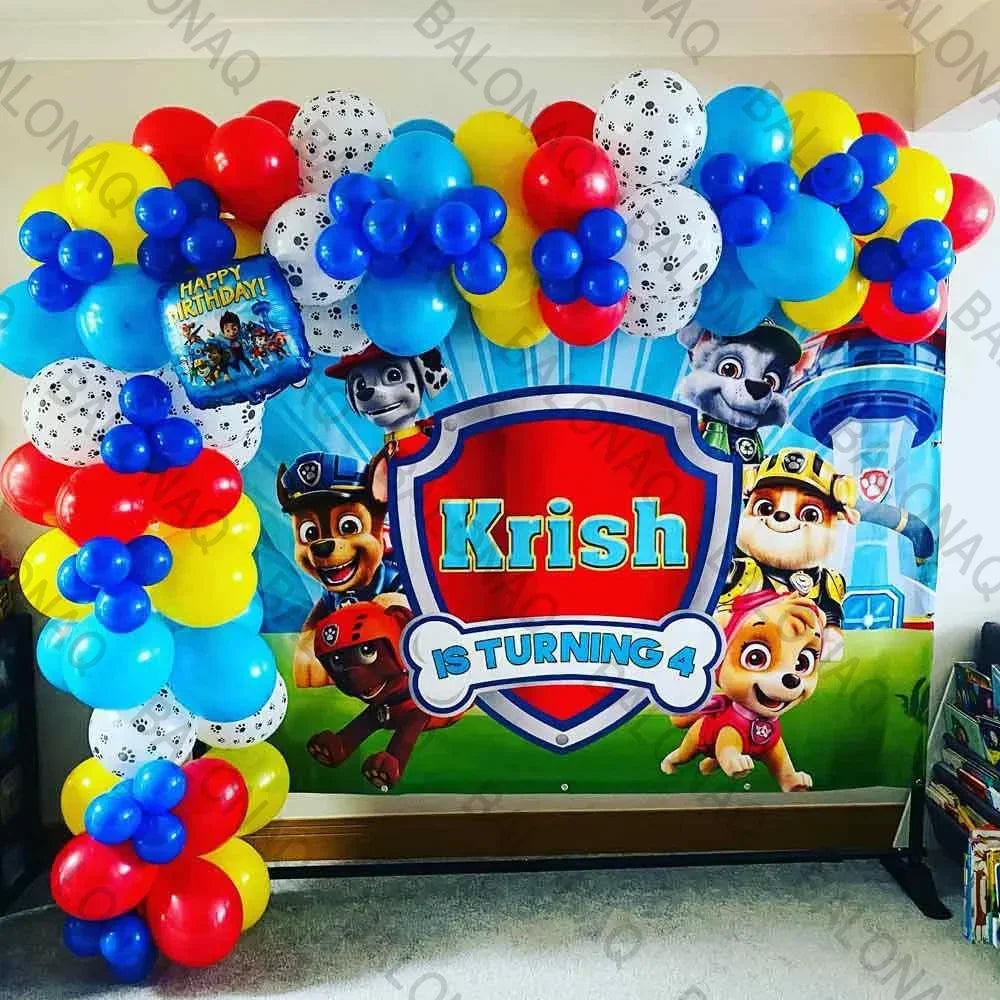 93Pcs Paw Patrol Dog Theme Birthday Party Decoration Set – Balloons, Bone & Aluminum Foil Decor Kit for Kids Party Supplies