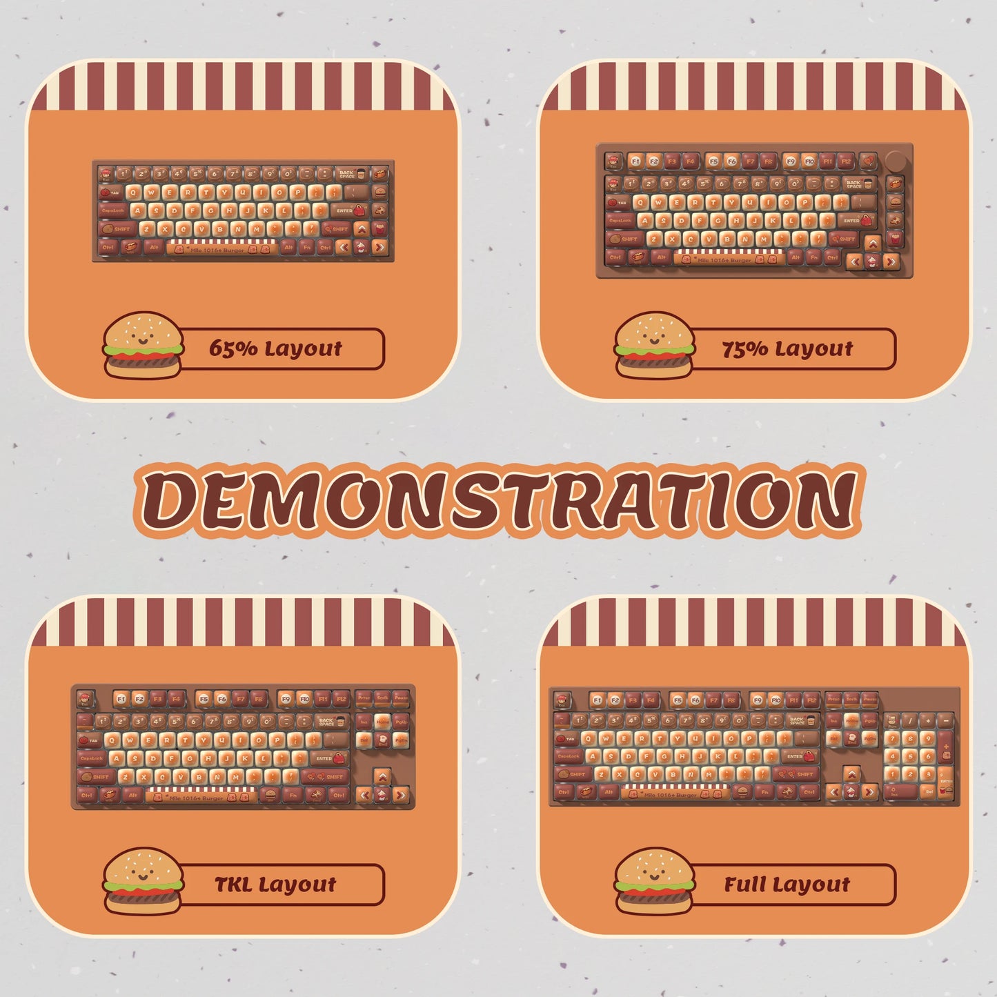 125-Key MOG Profile PBT Keycap Set - Cute Rounded Dye-Sublimation Keycaps for Cherry MX Keyboards