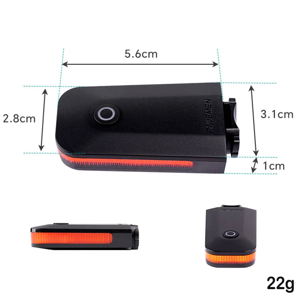 RAVEMEN CL01 Bike Taillight - USB Rechargeable LED Rear Light with Brake Sensor & Side Visibility