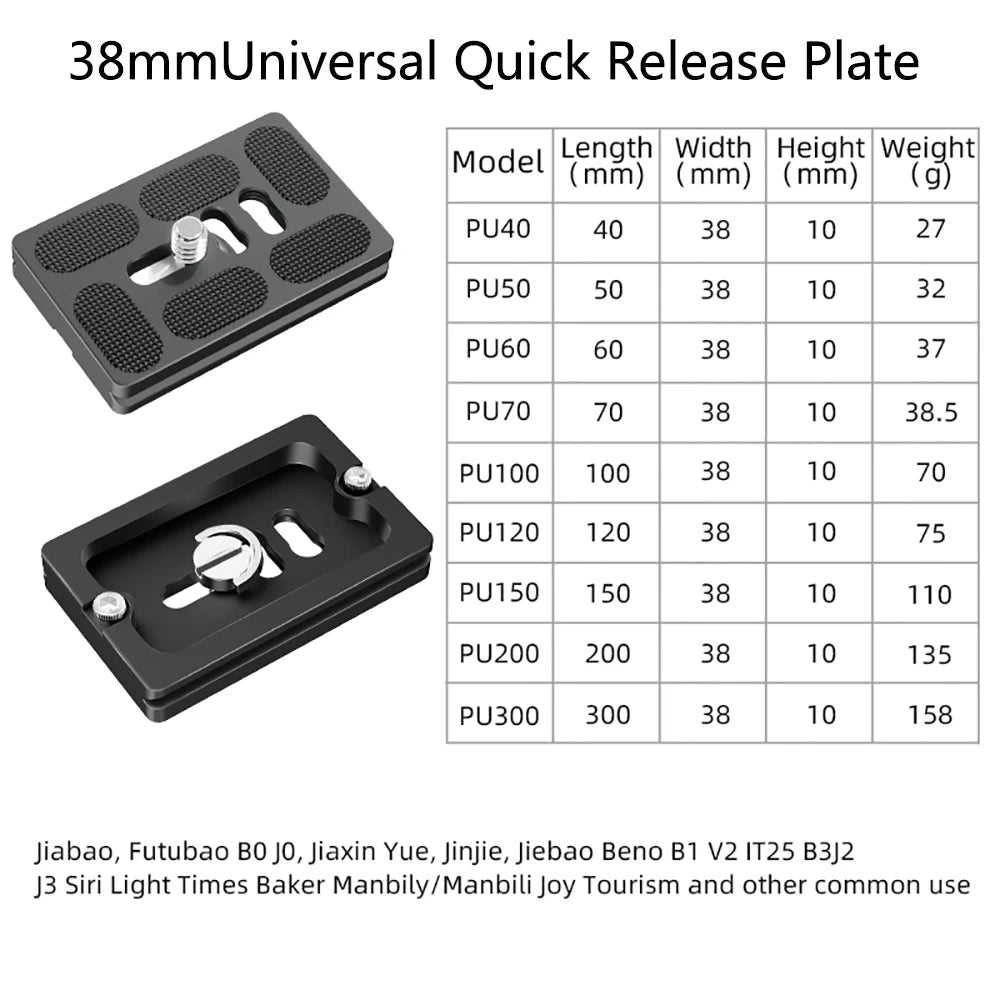 BEXIN Universal Aluminum Alloy Quick Release Plate – 1/4" Screw Tripod Mount Adapter for Arca Swiss & Benro Ball Head Cameras
