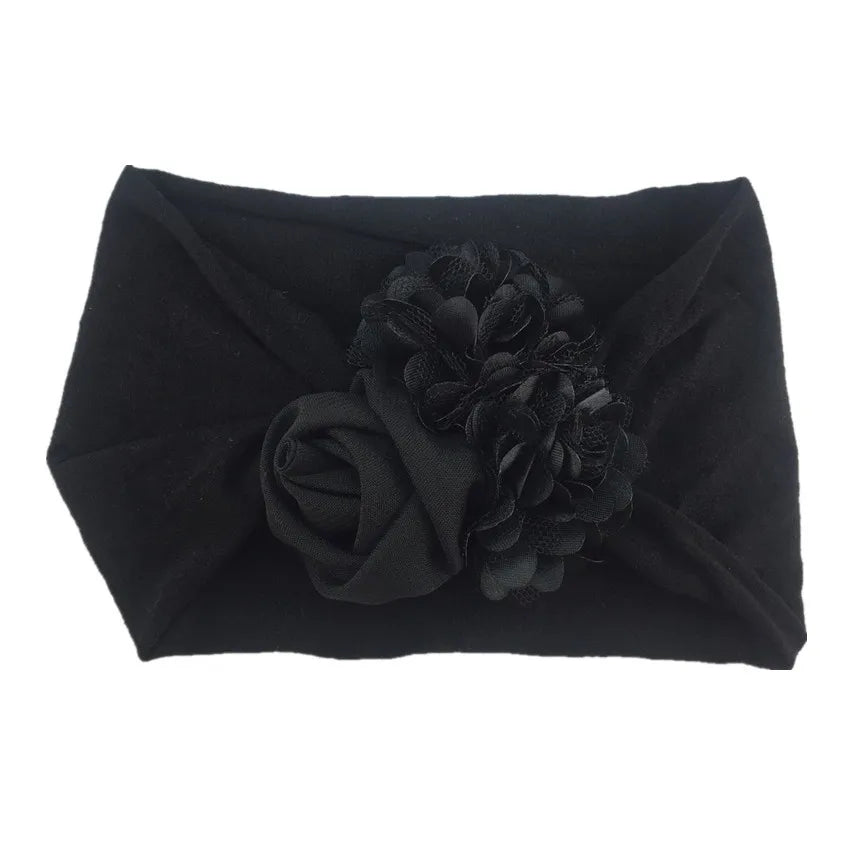 Baby Girls Soft Stretch Flower Headband Wide Nylon Knot Headwrap Kids Hair Band Newborn Photo Prop Accessories