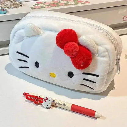Cute Hello Kitty Plush Pencil Case – Large Capacity Stationery & Makeup Storage Bag for Students & Girls – Kawaii Party Gift