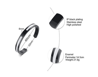 Men's Enamel Bangle - Viking Logo Cuff Bracelet, Stainless Steel Minimalist Bangle for Gentlemen
