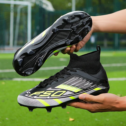Men’s Soccer Cleats - Lightweight High-Top Football Shoes with Non-Slip Grass Grip