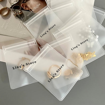 Personalized Transparent EVA Jewelry Zipper Bag – Frosted Plastic Storage Pouch for Ring, Earring, Necklace & Bracelet Packaging