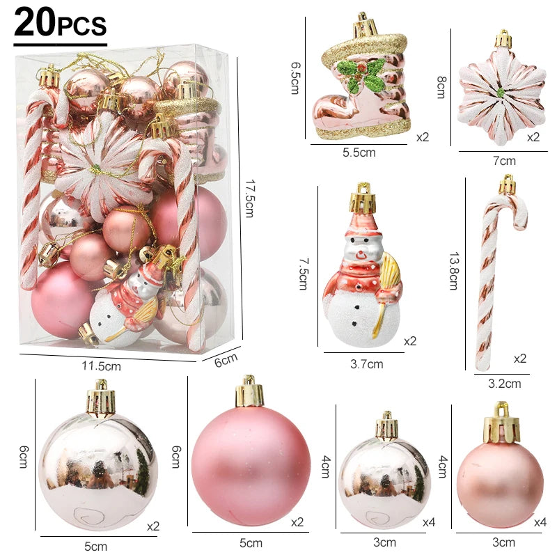 Red Christmas Tree Ball & Candy Cane Ornament Set – Large Hanging Pendants for Holiday Home Decor 2024
