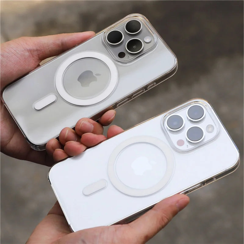 Original Animation Magnetic Case for iPhone 12-16 Pro Max — Transparent Hard PC Cover with MagSafe
